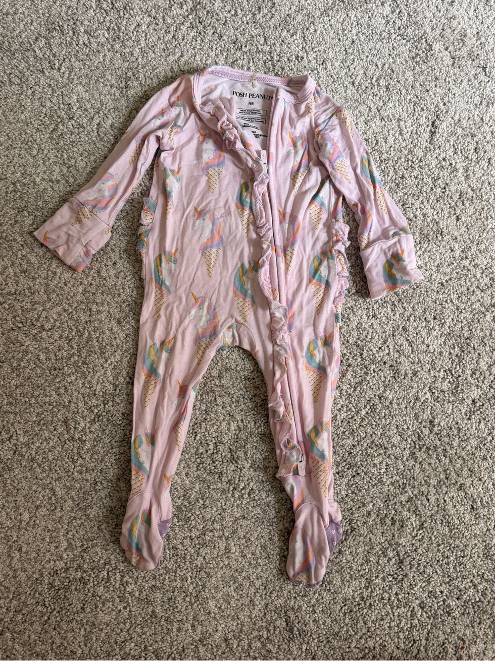 Posh Peanut Pastel Pink Unicorn & Ice Cream Footed One-Piece
